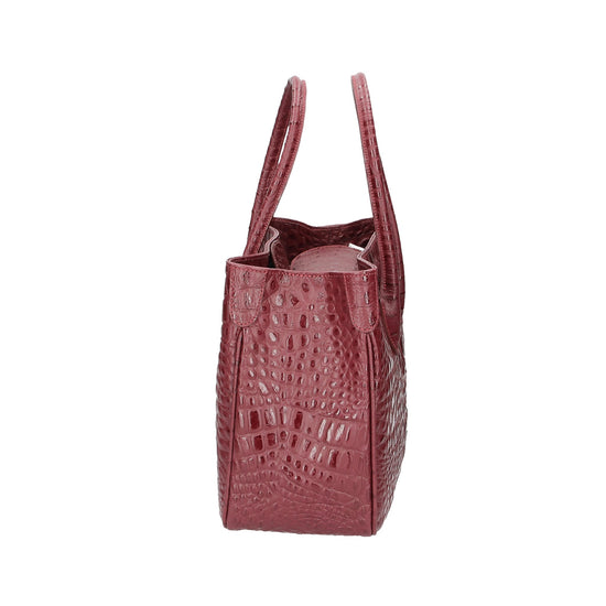 Kurzgrifftasche 34x23x13cm in Bordeaux mit Kroko-Optik aus Leder - leder-accessoires.com