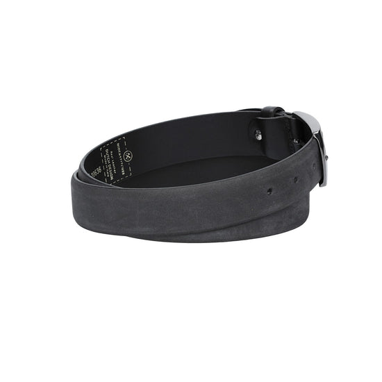 Herren-|Anzugsgürtel 35mm in Schwarz aus Nubukleder bombiert - leder-accessoires.com