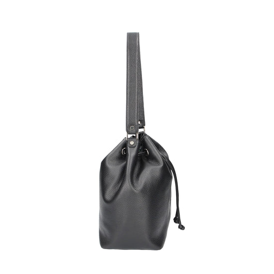 Beuteltasche 26x15x25cm in Schwarz aus Leder - leder-accessoires.com