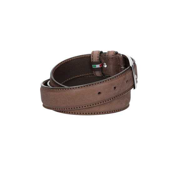 Herren-|Anzugsgürtel 35mm matt abgenäht in Braun aus Leder - leder-accessoires.com