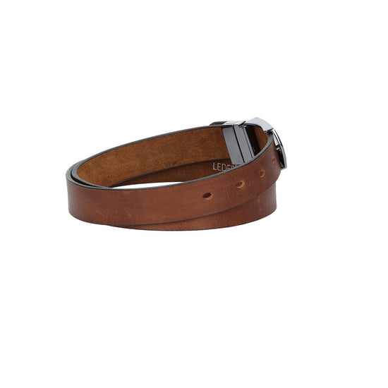 Ledergürtel Cognac 30mm mit Koppelschließe in glänzend Schwarz - leder-accessoires.com