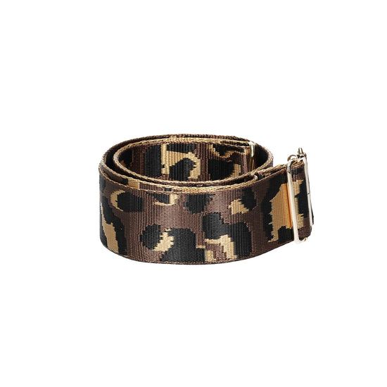 Taschenriemen|Wechselriemen in Camouflage Braun mit Karabiner Silber - leder-accessoires.com