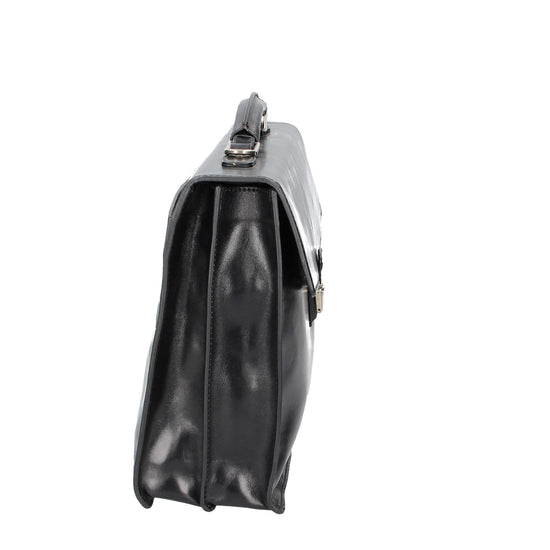 Aktentasche 40x13x32cm The Bridge in Schwarz mit Überschlag - leder-accessoires.com