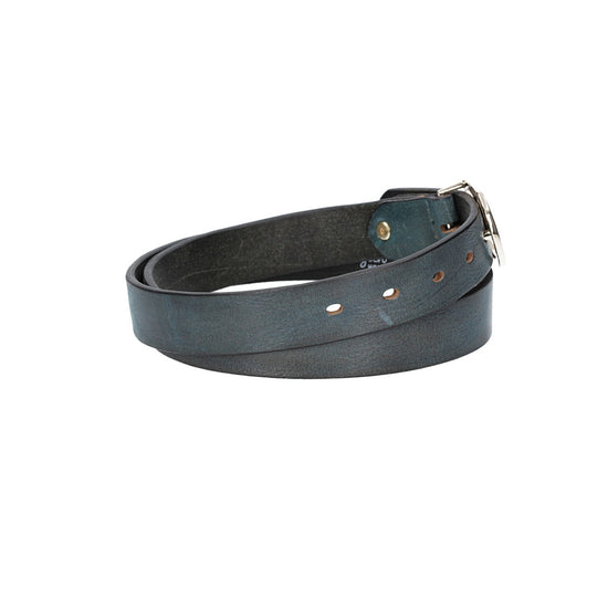 Ledergürtel 30mm in Blau mit GG-Schließe in Light Gold - leder-accessoires.com