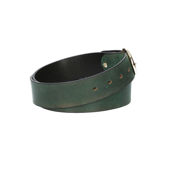 Ledergürtel Grün 40mm mit goldener Vollschließe - leder-accessoires.com