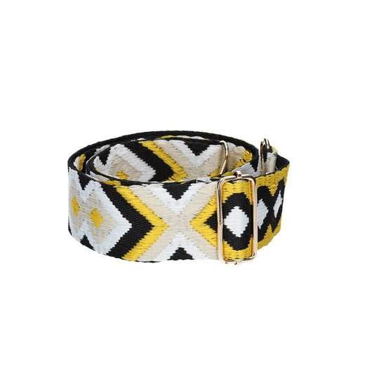 Taschenriemen|Wechselriemen Gelb Boho-Style mit Karabiner Gold - leder-accessoires.com