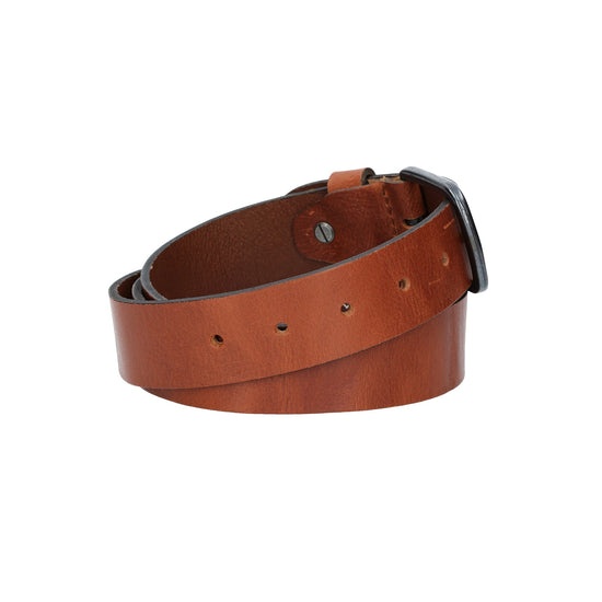 Herren-|Anzugsgürtel 35mm in Cognac mit schwarzer Schließe aus Leder - leder-accessoires.com