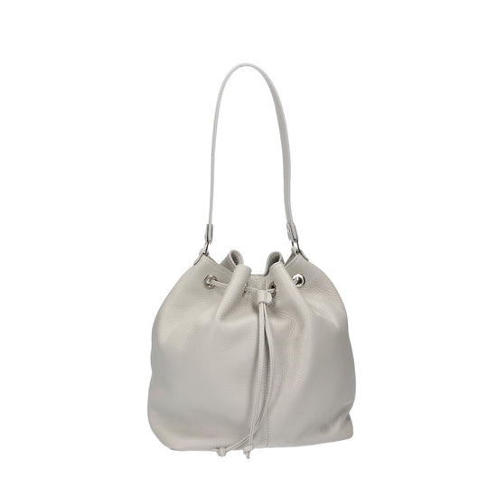 Beuteltasche 26x15x25cm in Hellgrau|Perla aus Leder - leder-accessoires.com