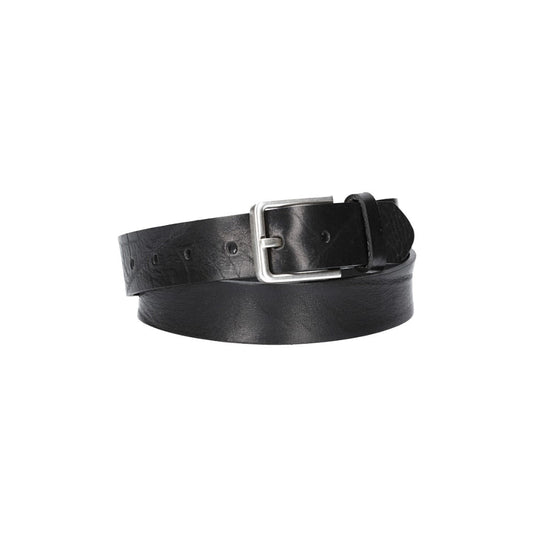 Hochwertiger Ledergürtel 35mm in Schwarz mit rustikaler Schließe in Silber - leder-accessoires.com