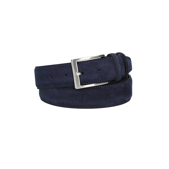 Herren-|Anzugsgürtel 35mm Nappa abgenäht in Dunkelblau aus Leder - leder-accessoires.com