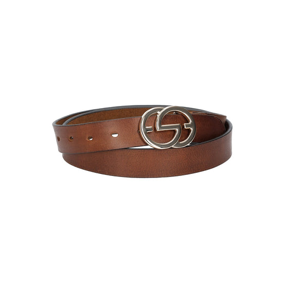 Ledergürtel 30mm in Braun mit GG-Schließe in Light Gold - leder-accessoires.com