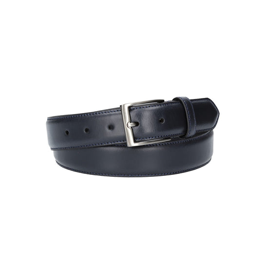 Herren-|Anzugsgürtel 35mm abgenäht in Blau|Marine aus Leder - leder-accessoires.com