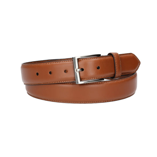 Herren-|Anzugsgürtel 35mm abgenäht in Cognac aus Leder - leder-accessoires.com