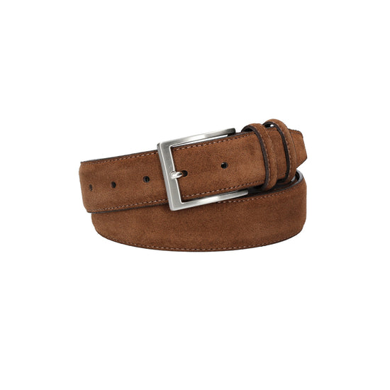 Herren-|Anzugsgürtel 35mm Nappa abgenäht in Cognac aus Leder - leder-accessoires.com
