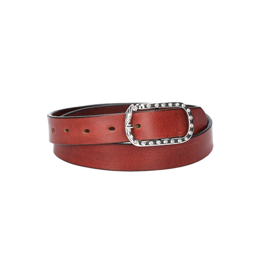 Ledergürtel 30mm in Rot mit Strass-Schließe in Silber - leder-accessoires.com