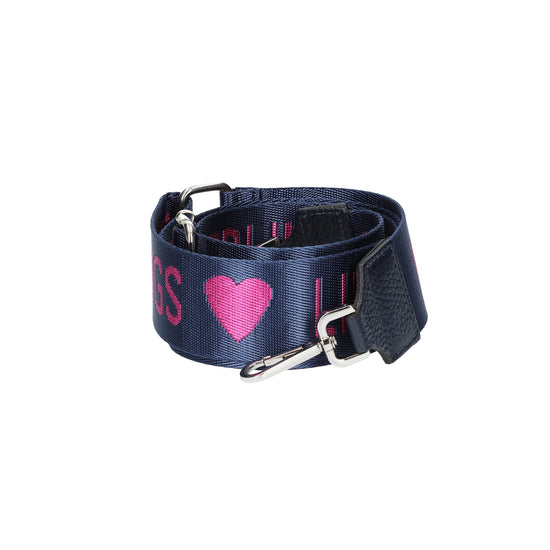 Taschenriemen|Wechselriemen "Lieblingsmensch" in Blau|Pink - leder-accessoires.com