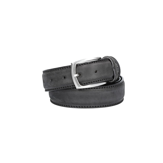 Herren-|Anzugsgürtel 35mm matt abgenäht in Schwarz aus Leder - leder-accessoires.com