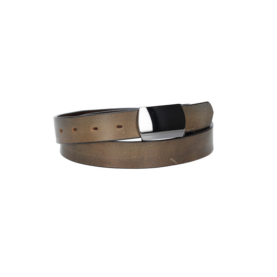 Ledergürtel Grau 30mm mit Koppelschließe in glänzend Schwarz - leder-accessoires.com
