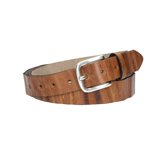 Ledergürtel Cognac 30mm gecrashed mit Dornschließe in Silber - leder-accessoires.com
