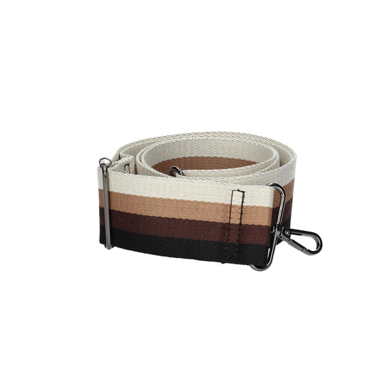 Taschenriemen|Wechselriemen in Braun gestreift mit Karabiner Silber - leder-accessoires.com