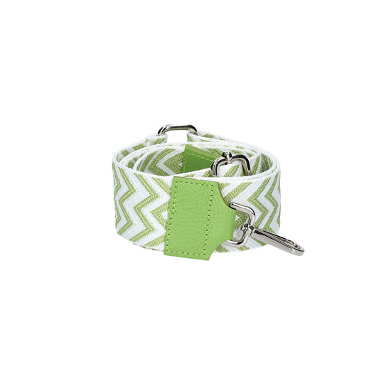 Taschenriemen|Wechselriemen in Hellgrün gezackt mit Karabiner Silber - leder-accessoires.com