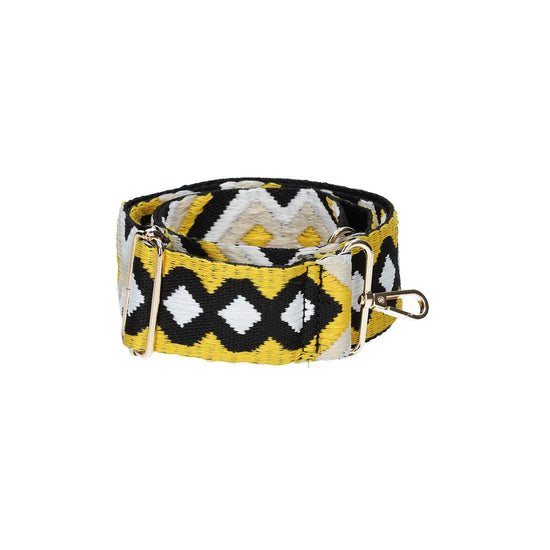 Taschenriemen|Wechselriemen Gelb Boho-Style mit Karabiner Gold - leder-accessoires.com
