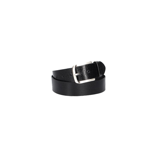 Ledergürtel 40mm Schwarz gecrashte Optik mit Dornschließe in Silber - leder-accessoires.com