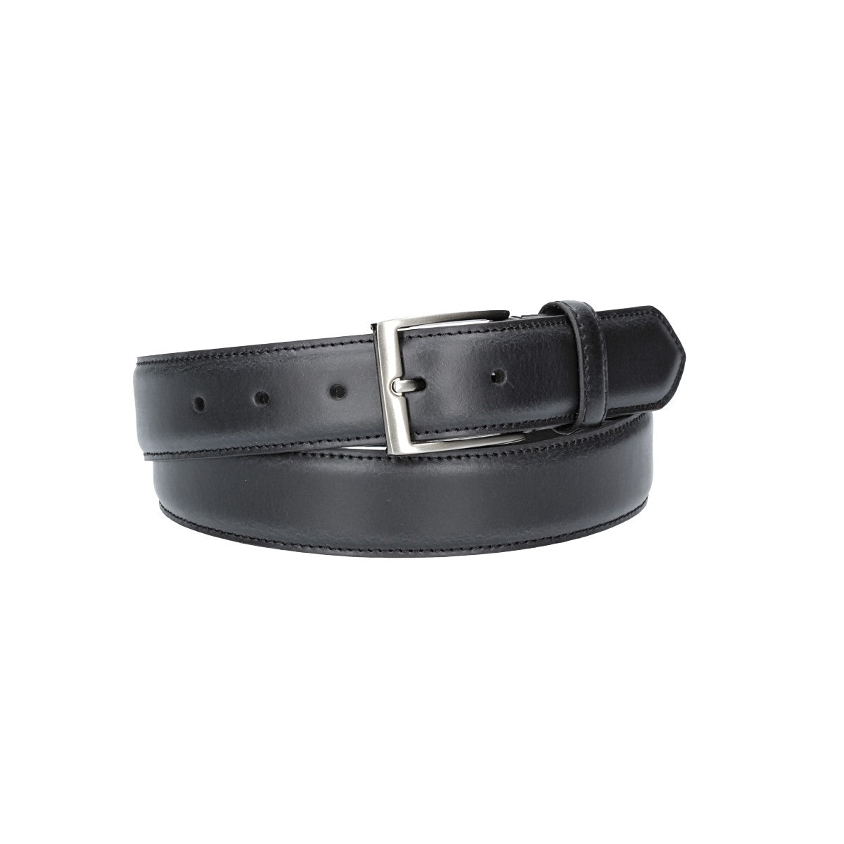 Herren-|Anzugsgürtel 35mm in Schwarz abgenäht aus Vollrindleder bombiert - leder-accessoires.com