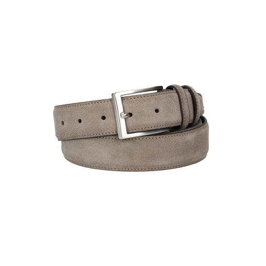 Herren-|Anzugsgürtel 35mm Nappa abgenäht in Taupe aus Leder - leder-accessoires.com