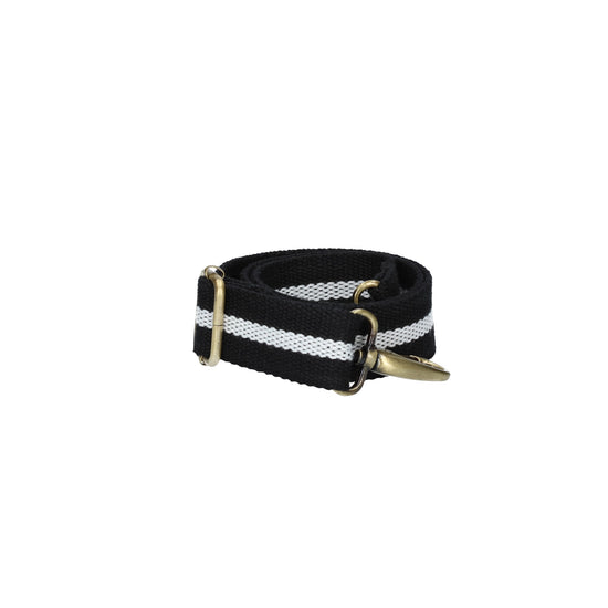 Taschenriemen|Wechselriemen in Schwarz Weiss mit Karabiner Gold - leder-accessoires.com