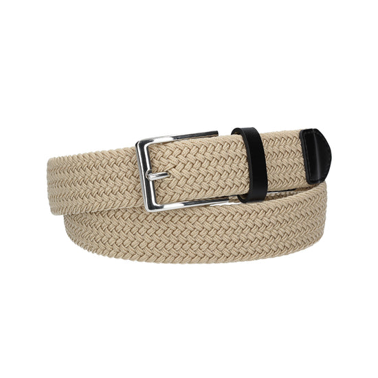 Stretchgürtel|Bandgürtel 35mm in Taupe|Beige mit Dornschließe und Lederspitze - leder-accessoires.com