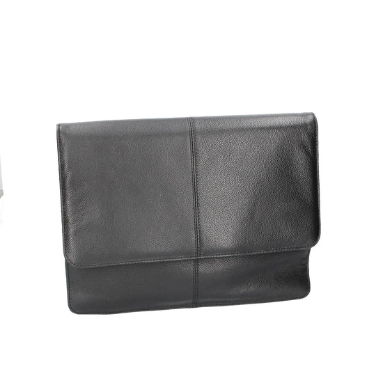 Schreib-|Dokumentenmappe A4 in Schwarz mit Überschlag - leder-accessoires.com