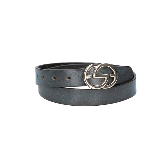 Ledergürtel 30mm in Blau mit GG-Schließe in Light Gold - leder-accessoires.com