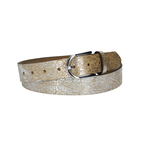 Ledergürtel Gold|Beige 30mm mit Dornschließe in Silber - leder-accessoires.com