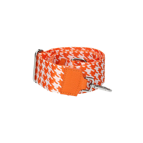 Taschenriemen|Wechselriemen Orange| Gemustert mit Karabiner Silber - leder-accessoires.com