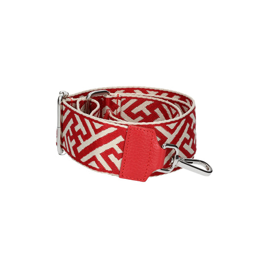 Taschenriemen|Wechselriemen Rot|Gemustert mit Karabiner Silber - leder-accessoires.com