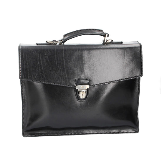 Aktentasche 40x13x32cm The Bridge in Schwarz mit Überschlag - leder-accessoires.com