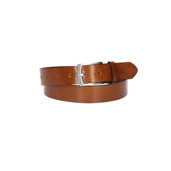 Ledergürtel Cognac 30mm mit Dornschließe in Silber - leder-accessoires.com