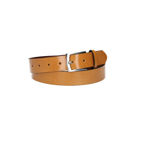 Ledergürtel Hellbraun 30mm mit Dornschließe in Silber - leder-accessoires.com