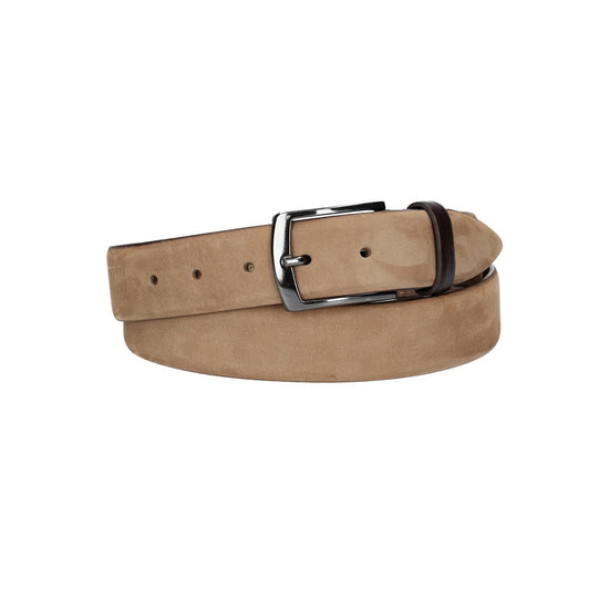Herren-|Anzugsgürtel 35mm in Taupe aus Nubukleder bombiert - leder-accessoires.com