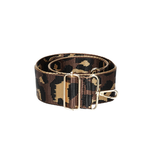 Taschenriemen|Wechselriemen in Camouflage Braun mit Karabiner Silber - leder-accessoires.com