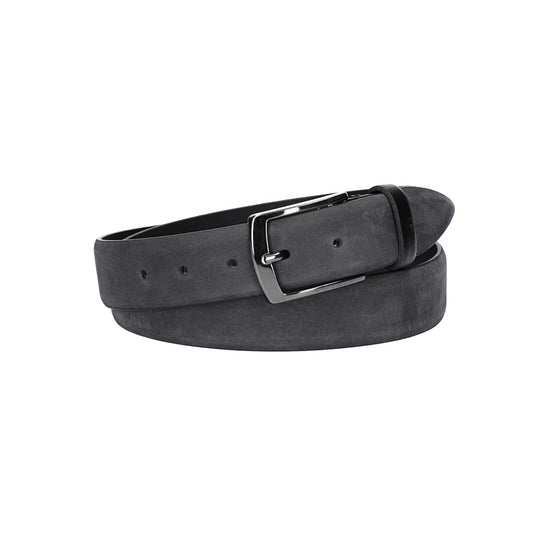 Herren-|Anzugsgürtel 35mm in Schwarz aus Nubukleder bombiert - leder-accessoires.com