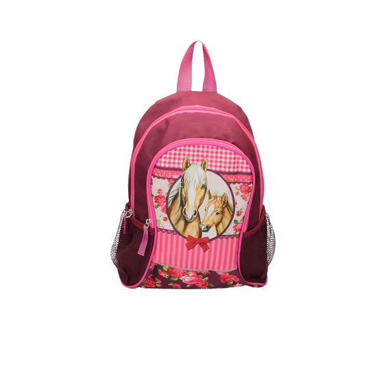 Kinderrucksack " Pferd " 26x10x35cm in Pink - leder-accessoires.com