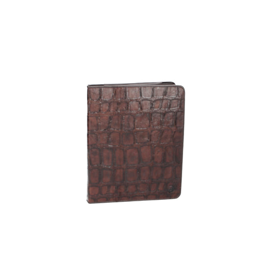 Tablethülle 19 x 24 cm Braun aus Leder mit Krokoprägung - leder-accessoires.com