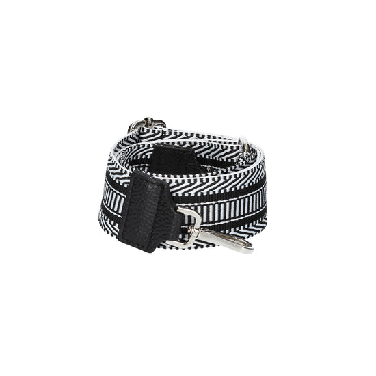 Taschenriemen|Wechselriemen in Schwarz| Weiß mit Karabiner Silber - leder-accessoires.com