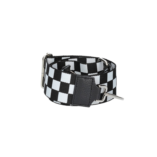 Taschenriemen|Wechselriemen in Schwarz| Karo mit Karabiner Silber - leder-accessoires.com