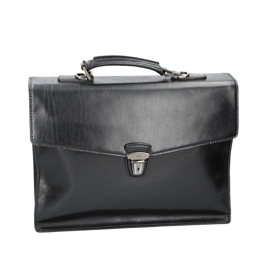 Aktentasche 40x10x30cm The Bridge in Schwarz mit Überschlag - leder-accessoires.com