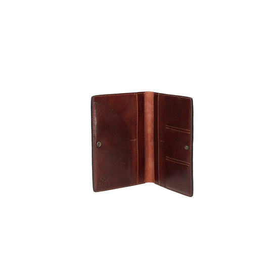 Briefmappe| Passhülle 14 x 20cm Braun mit Druckknopf - leder-accessoires.com