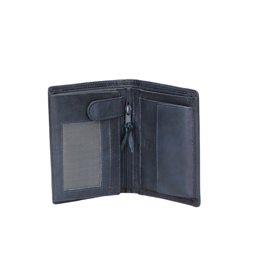 Geldbörse Hochformat mit Riegel in Blau|Marine aus Leder - leder-accessoires.com