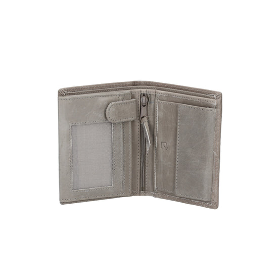 Geldbörse Hochformat mit Riegel in Hellgrau aus Leder - leder-accessoires.com